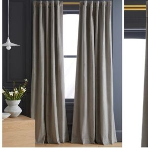 NWOT QUINCE 48x108 Cotton Velvet Room Darkening Curtain Light Grey 0655
